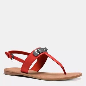 Coach Gracie Semi Matte Calf Carmine Sandals Size 6.5